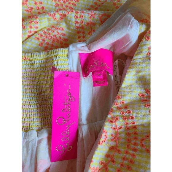 💛 NWT LILLY PULITZER Sarafina Eyelet Babydoll Cotton Dress SIZE 14 MSRP $258 - Picture 12 of 16